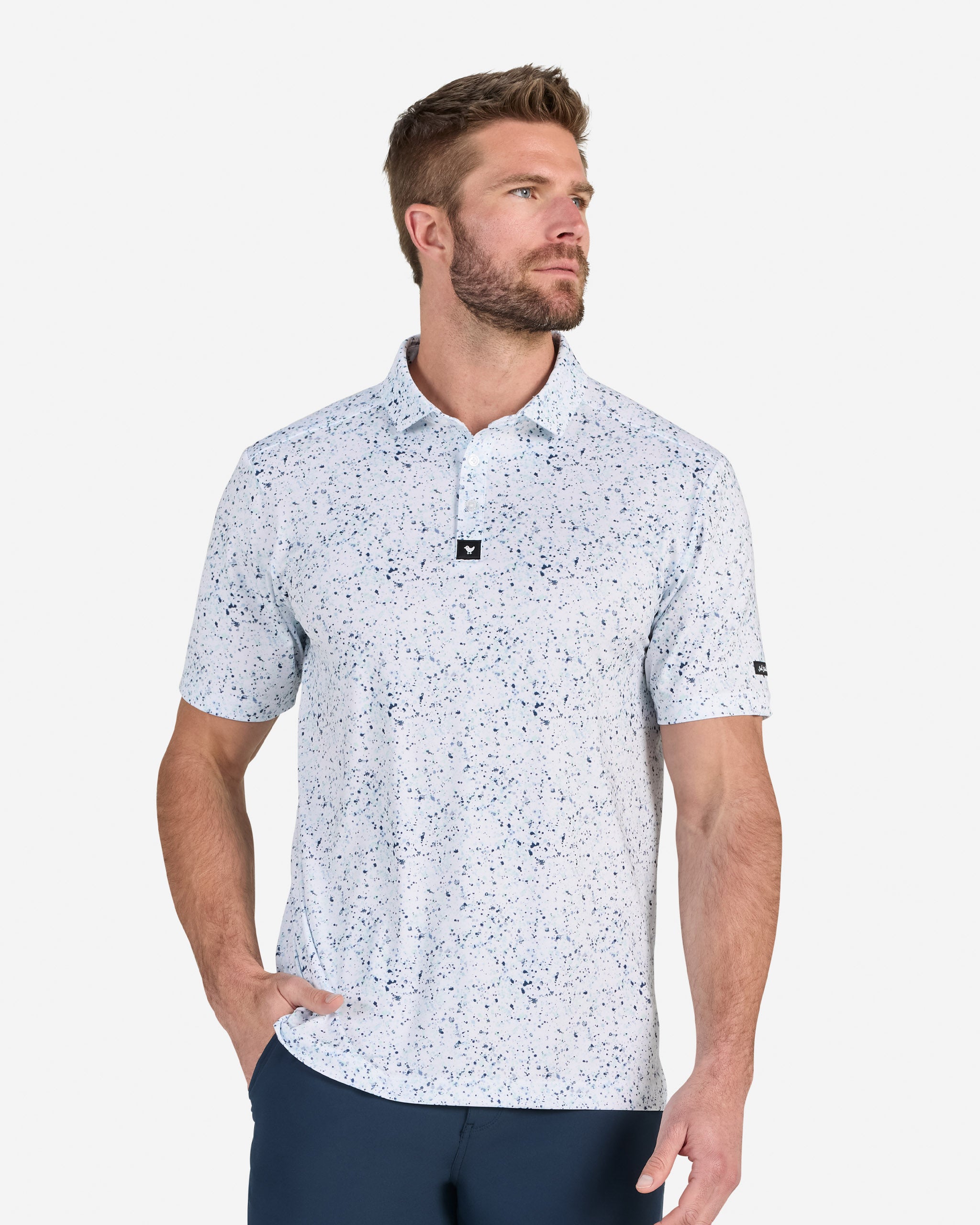 Paint Splatter 3 - Navy-Men's Polo-Bad Birdie