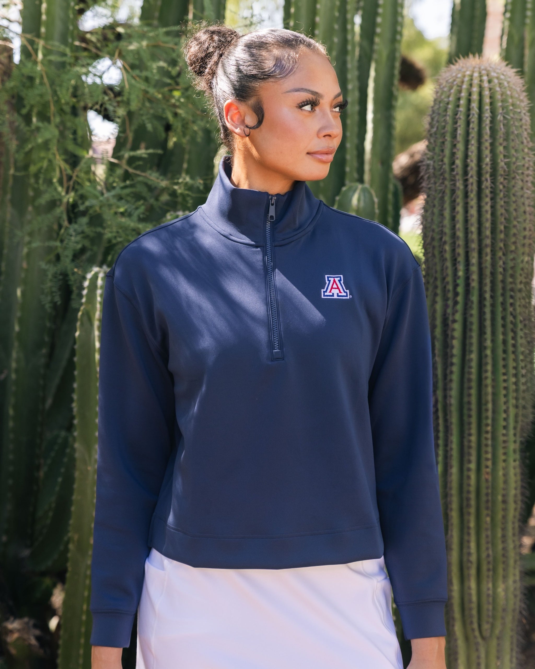 University of Arizona - At Ease Quarterzip - Dark Navy-Women's Quarterzip-Bad Birdie